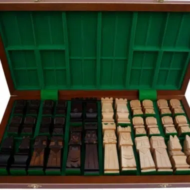 Alternative view of Cubic Wooden Chess Set and Folding Wooden Chess Board