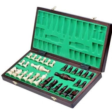 Alternative view of Folding Wooden Alphanumeric Chess Board with Storage and Wooden Chess Pieces
