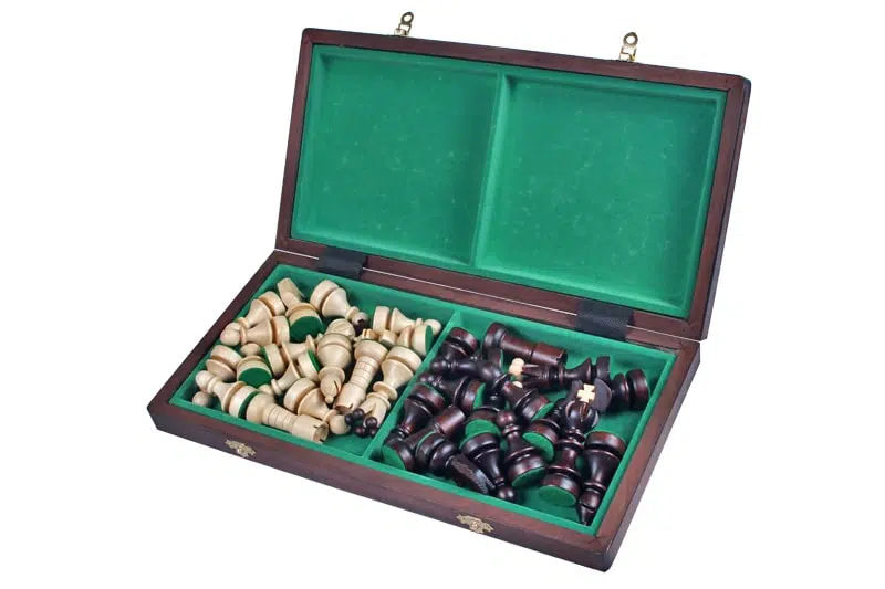 Wooden Chess Set and Folding Wooden Chess Board with Storage - Image 2
