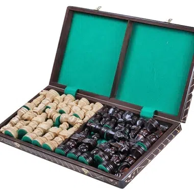 Alternative view of Gladiator Wooden Chess Set with Carved Pieces and Folding Wooden Chess Board