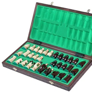 Alternative view of Wooden Chess Set with Folding Chessboard and Wooden Alphanumeric Coordinates
