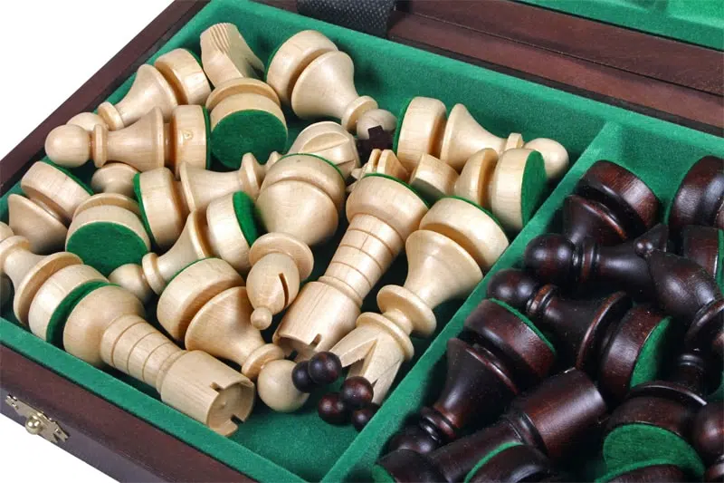 Wooden Chess Set and Folding Wooden Chess Board with Storage - Image 7
