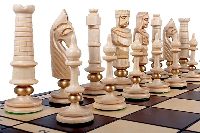 Large Carved Wooden Chess Pieces and Folding Wooden Chess Board with Storage - Image 6