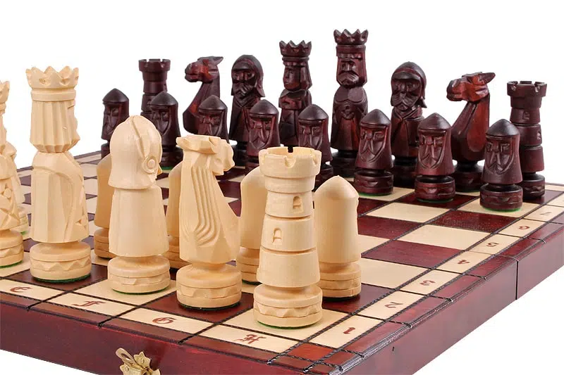 Large Folding Wooden Chess Board with Hand-Carved Wooden Chess Pieces - Image 7