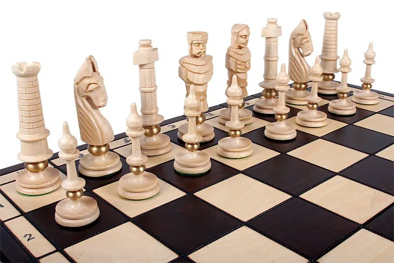 Large Carved Wooden Chess Pieces and Folding Wooden Chess Board with Storage - Image 4