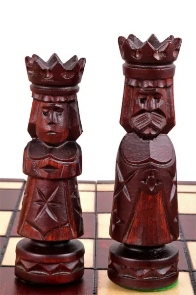 Large Folding Wooden Chess Board with Hand-Carved Wooden Chess Pieces - Image 5