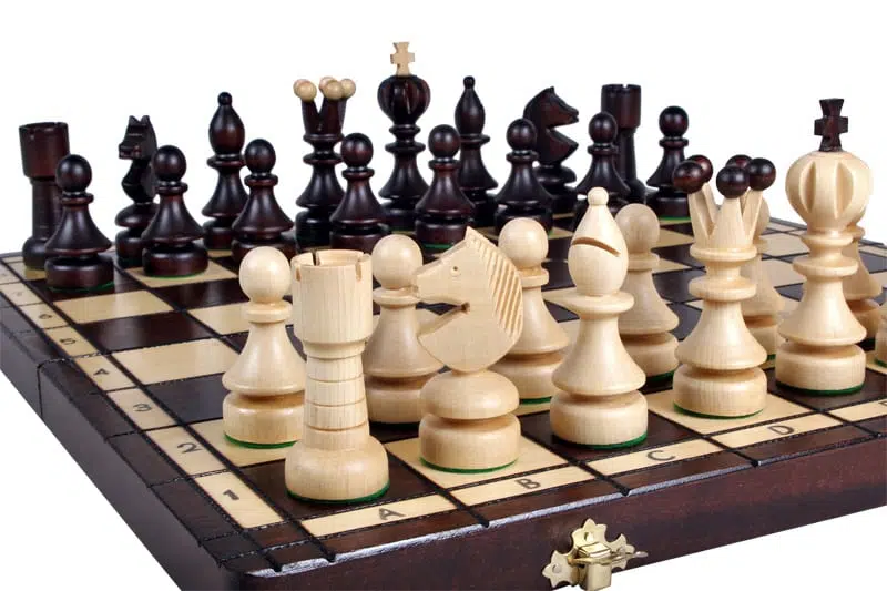 Wooden Chess Set and Folding Wooden Chess Board with Storage - Image 5