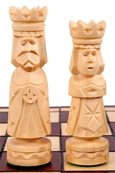 Large Folding Wooden Chess Board with Hand-Carved Wooden Chess Pieces - Image 6