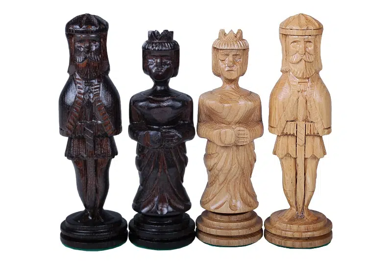 Large Carved Chess Pieces and Folding Wooden Chess Board with Storage - Image 6