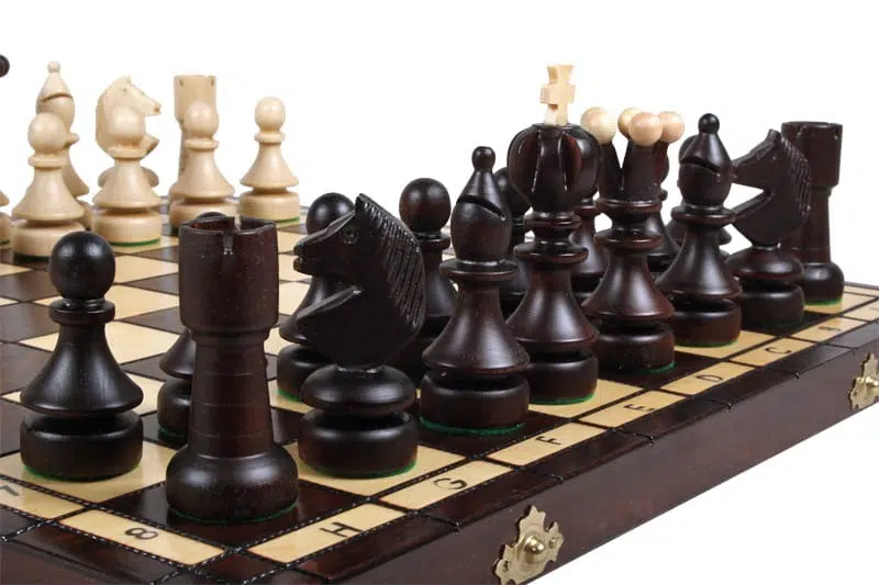 Wooden Chess Set and Folding Wooden Chess Board with Storage - Image 6