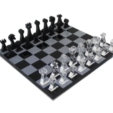 Black and Clear Plexiglass Design Chess Set with Storage