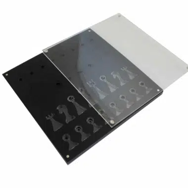 Alternative view of Black and Clear Plexiglass Design Chess Set with Storage