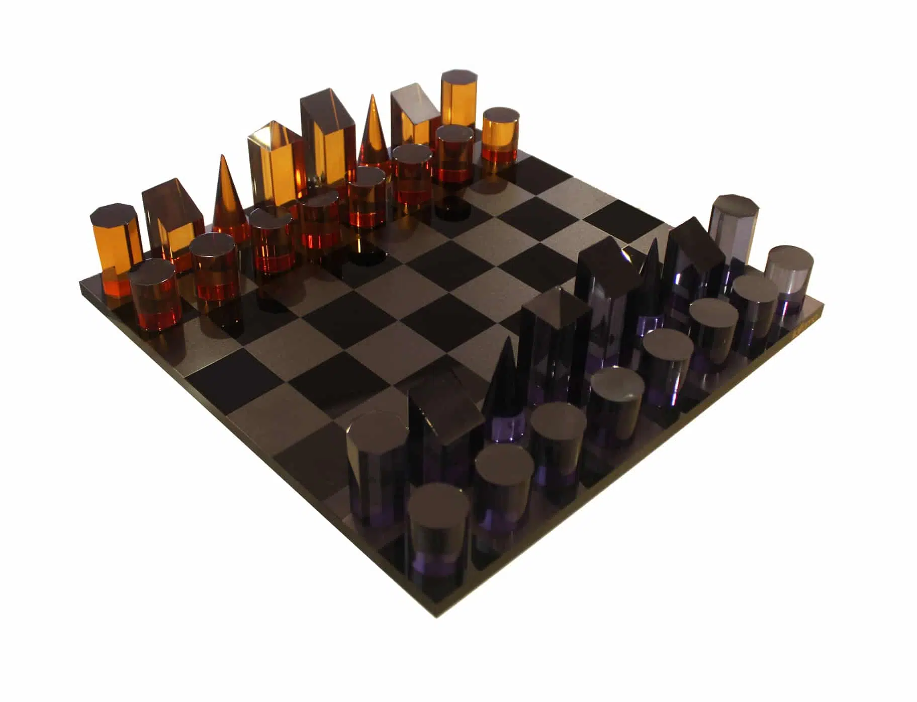 Cylindrical Chess Set and Plexiglass Chess Board with Storage