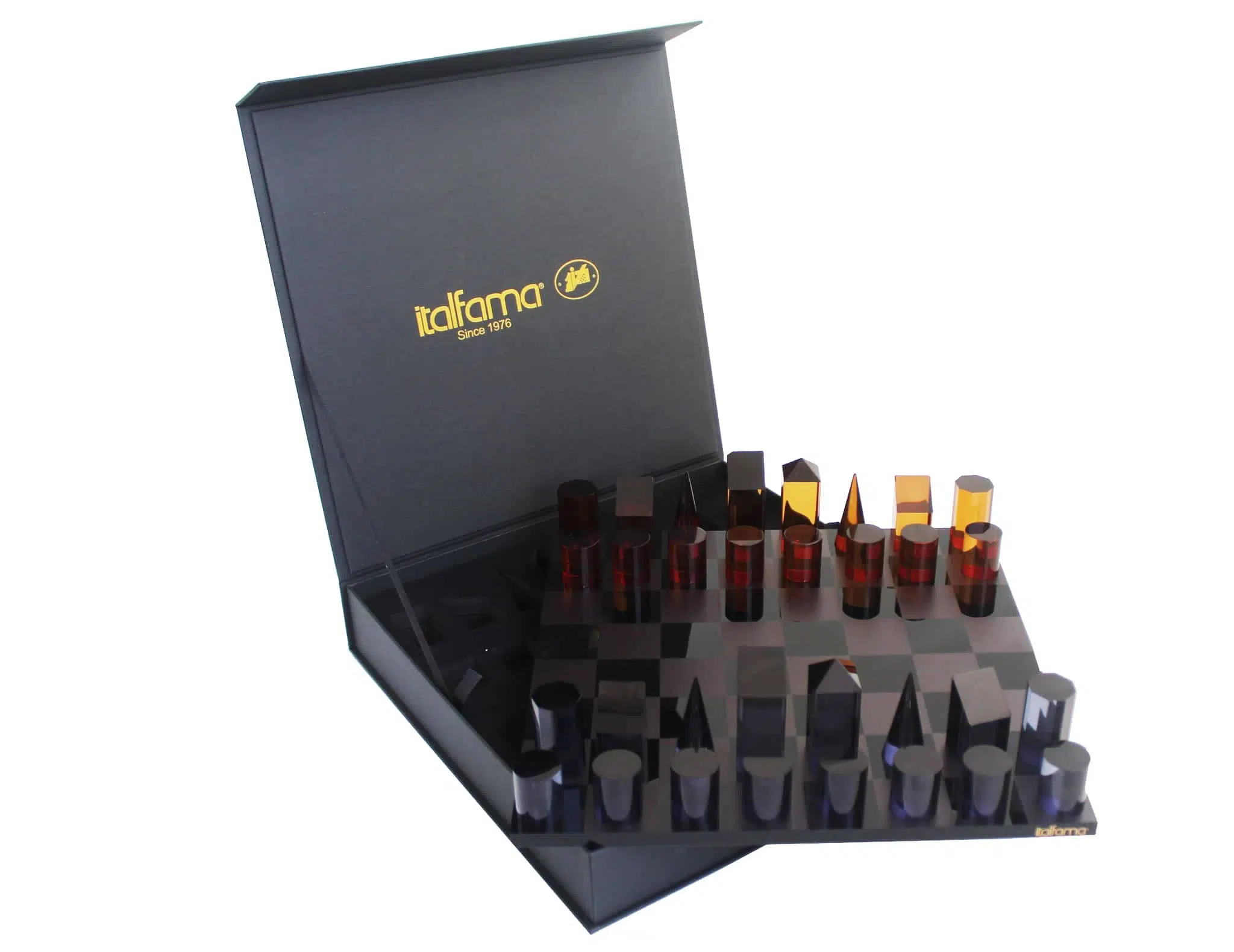 Cylindrical Chess Set and Plexiglass Chess Board with Storage - Image 2