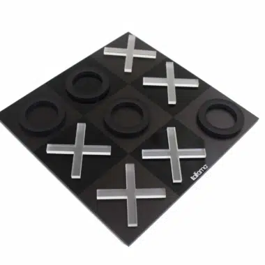 Black and White Noughts and Crosses Set in Perspex with Storage