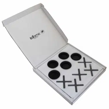 Alternative view of Black and White Noughts and Crosses Set in Perspex with Storage
