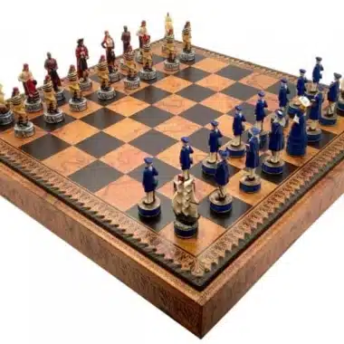 Alternative view of Pirate Chess Pieces and Faux Leather Chess Board with Storage