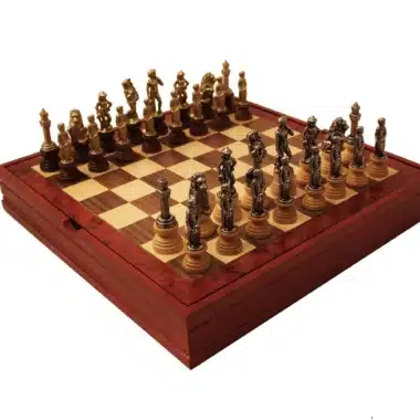 Alternative view of Florence Chess Set and Walnut & Maple Wood Chess Board with Storage