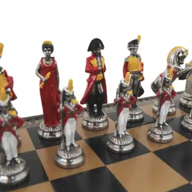 Alternative view of Hand-Painted Napoleon Chess Set and Faux Leather Chess Board with Storage