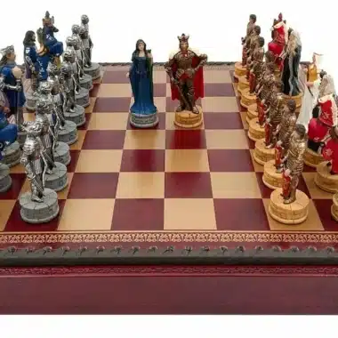 King Arthur Figurine Chess Set with Faux Leather Storage Board
