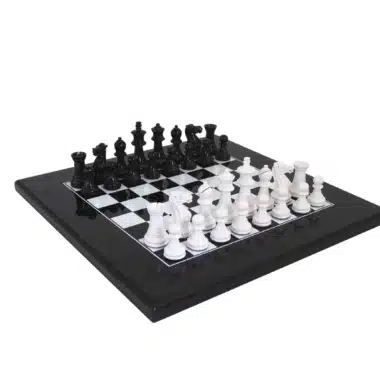 Black and White Modern Chess Set in Lacquered Wood