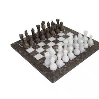 Grey and White Marble Chess Set 30x30cm