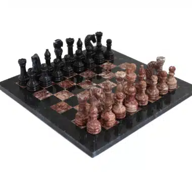 Pink and Black Marble Chess Set