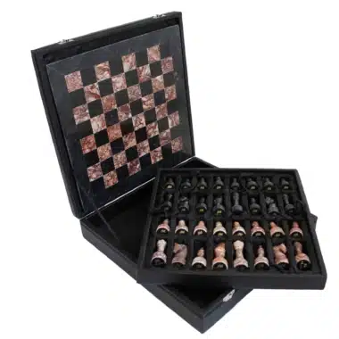 Alternative view of Pink and Black Marble Chess Set