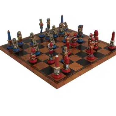 Alternative view of Ancient Egypt Metal Chess Pieces and Faux Leather Chess Board
