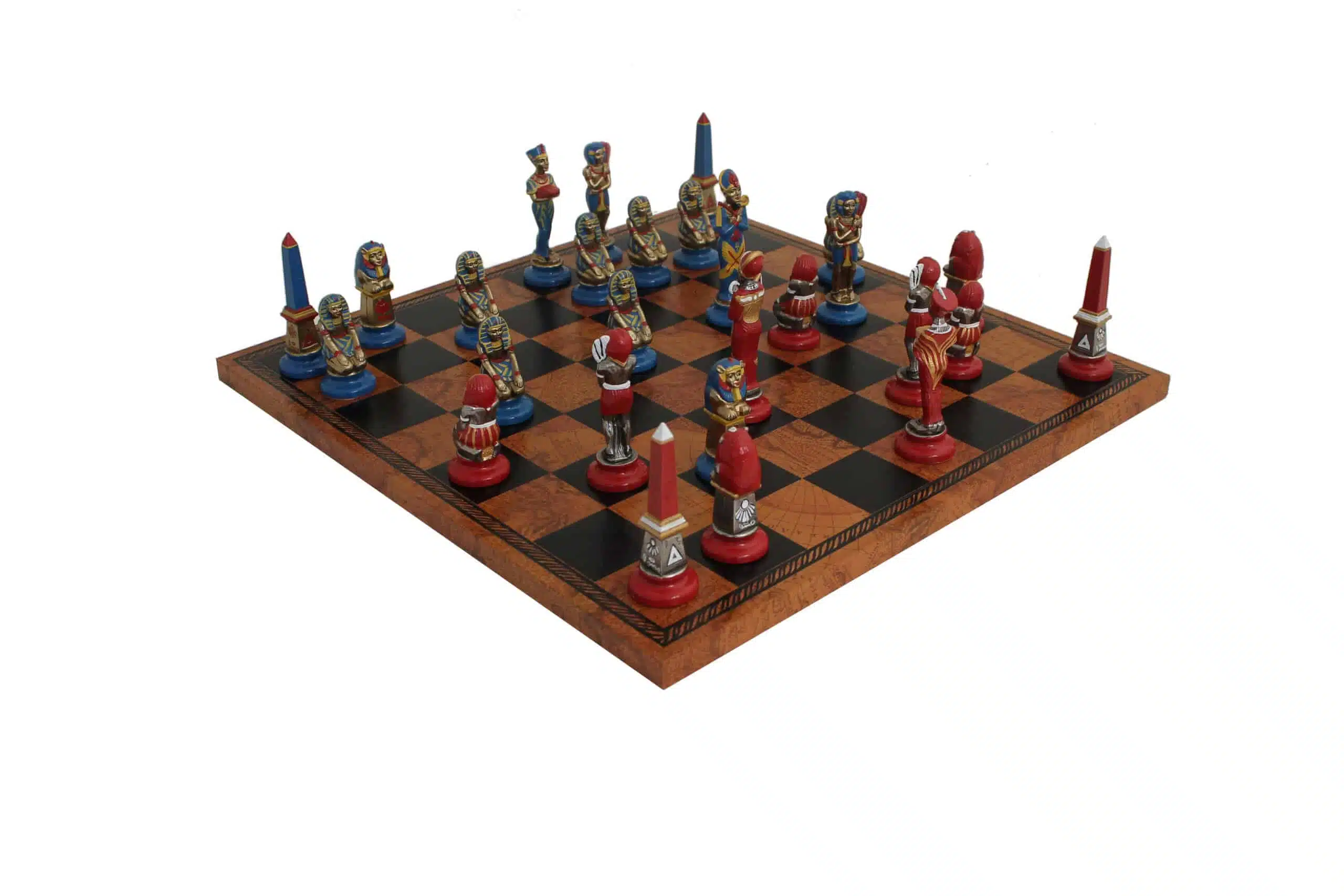 Ancient Egypt Metal Chess Pieces and Faux Leather Chess Board - Image 2