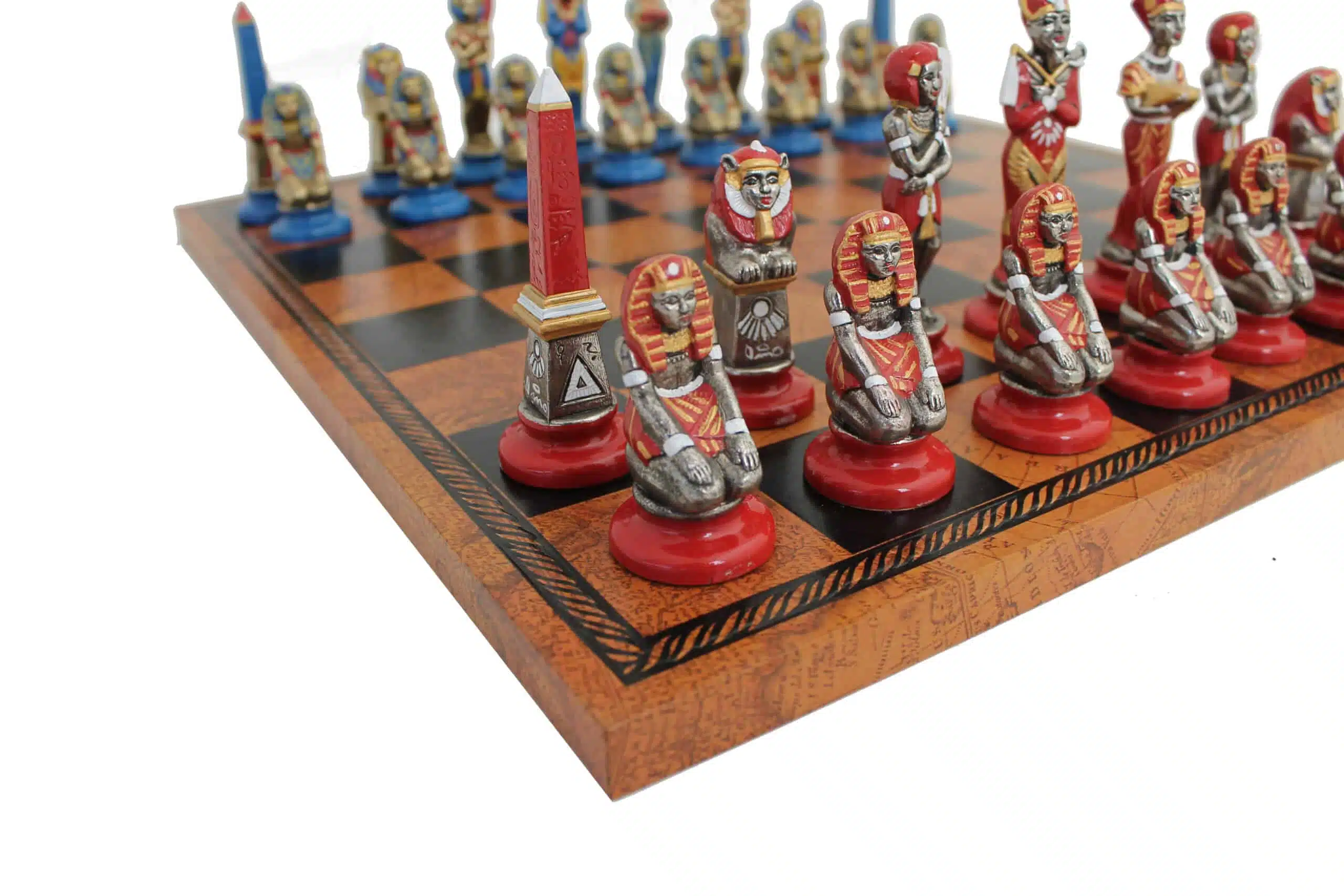 Ancient Egypt Metal Chess Pieces and Faux Leather Chess Board - Image 3