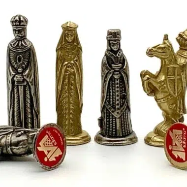Alternative view of Medieval Metal Chess Pieces & Faux Leather Chess Board with Storage