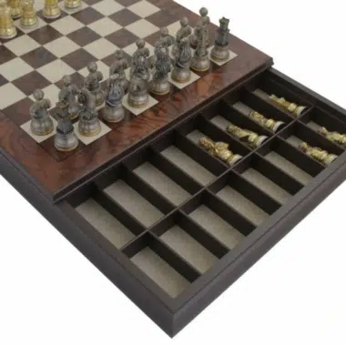 Alternative view of Medieval Chess Set and Walnut and Maple Wood Chess Board with Storage Compartment