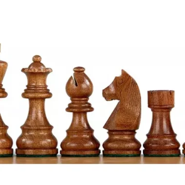 Ensemble Jeu d'Échecs de Tournoi Chevalier Allemand en Bois de Buis et Échiquier en Bois d'Érable