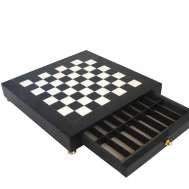Alternative view of Black and White Chess Board on Stand