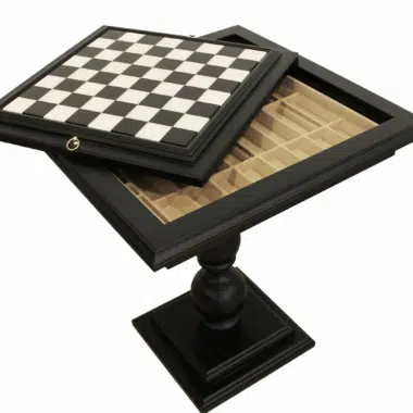 Alternative view of Black Lime Wood Chess Table with Carrara Marble Games Board