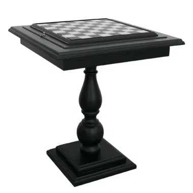 Black Lime Wood Chess Table with Carrara Marble Games Board