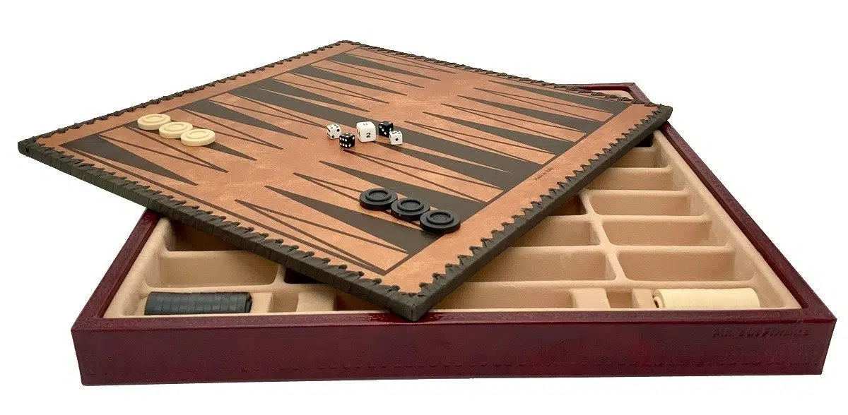 Ensemble Jeu d'Échecs en Résine Peintes à la Main et Échiquier en Similicuir avec Compartiments