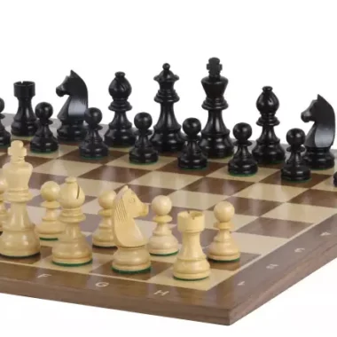 Ensemble Pieces d'Echecs en Bois de Buis et Echiquier Alphanumérique