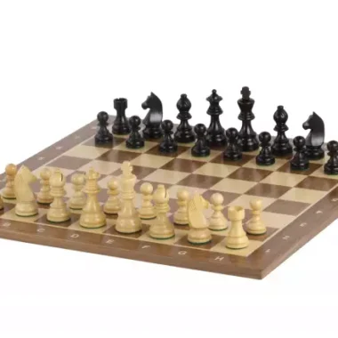 Jeu d'Échecs de Tournoi Chevalier Allemand en Bois de Buis et Échiquier Alphanumérique
