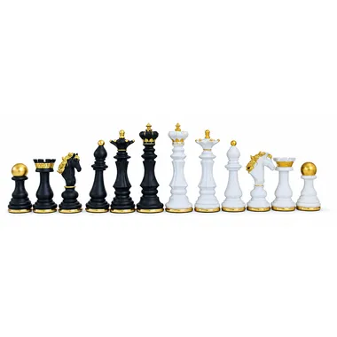 Hand-Painted Resin Chess Set with Solid Brass Base