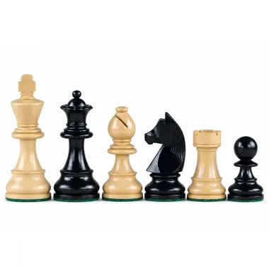 German Knight chess pieces, black side in stained wood, side view