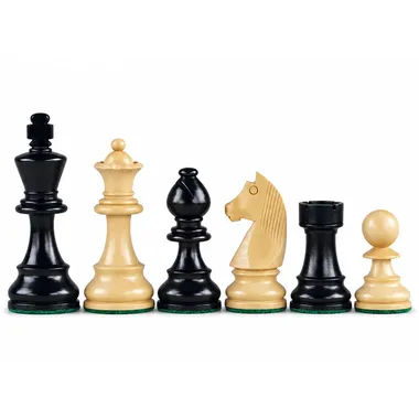 German Knight chess pieces in boxwood, queen, bishop, knight and rook