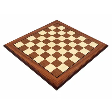 Walnut wood chess board, overall view with inlaid squares and solid frame