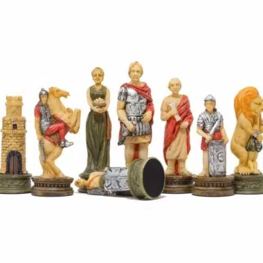 Alternative view of Romans vs Gladiators Chess Set with Maple Wood Chess Board
