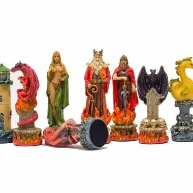 Alternative view of Water VS Fire Chess Set and Chess Board with Storage Compartments