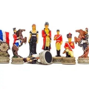 Alternative view of Battle of Waterloo Chess Set and Wooden Chess Board