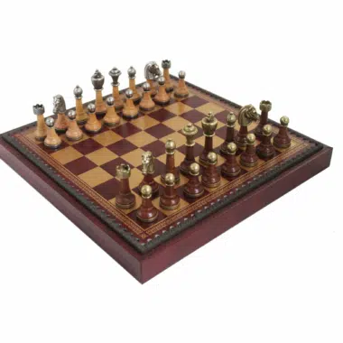 Chess Set and Faux Leather Chess Board with Storage Compartments