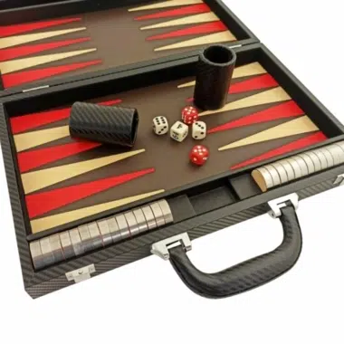 Alternative view of Folding Backgammon Set in Black and Red Faux Leather
