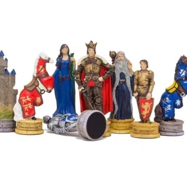 Alternative view of King Arthur Resin Chess Set with Faux Leather Chess Board
